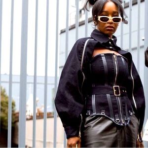 NWOT DENIM CORSET AND CROPPED JACKET